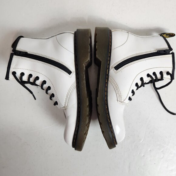 Dr. Martens Women's Size 4 White Leather Combat Boots Lace-Up & Side Zip AirWair - Picture 3 of 8
